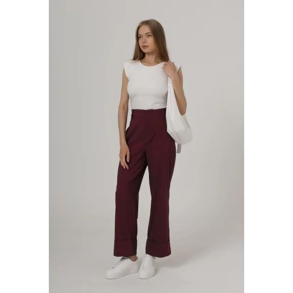 Duble Paça Pantolon - Bordo