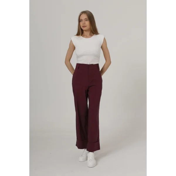 Duble Paça Pantolon - Bordo