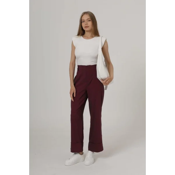 Duble Paça Pantolon - Bordo