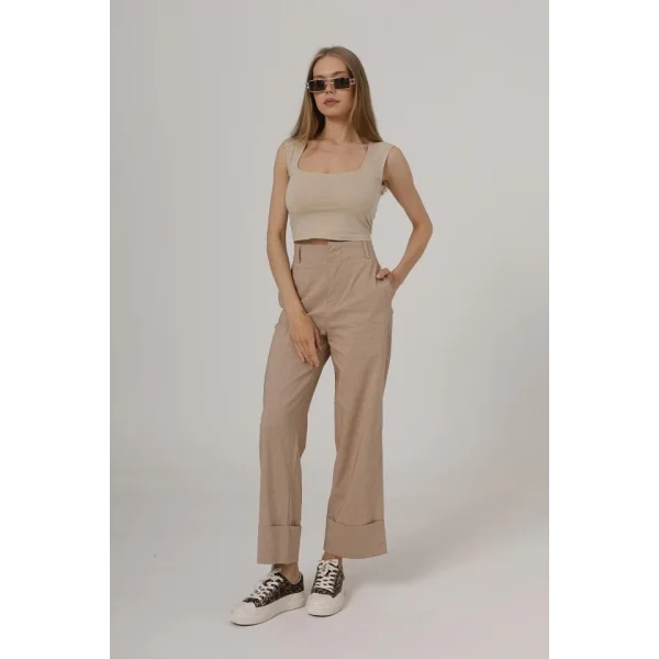 Duble Paça Pantolon - Taş