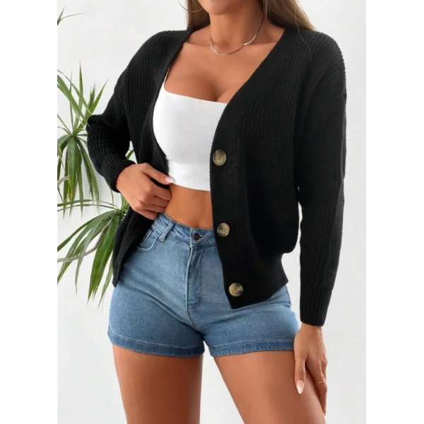 Düğme Detay Triko Bluz