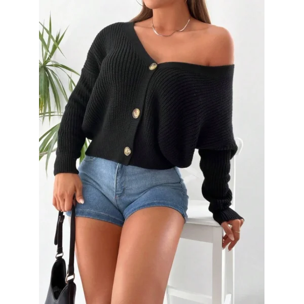 Düğme Detay Triko Bluz