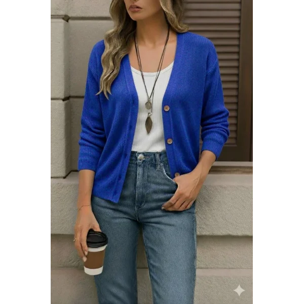 Düğme Detay Triko Bluz