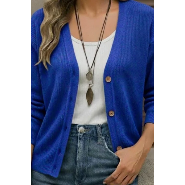 Düğme Detay Triko Bluz