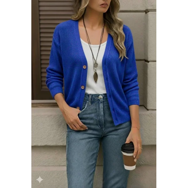 Düğme Detay Triko Bluz