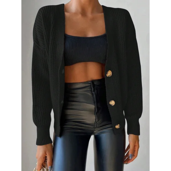 Düğme Detay Triko Bluz