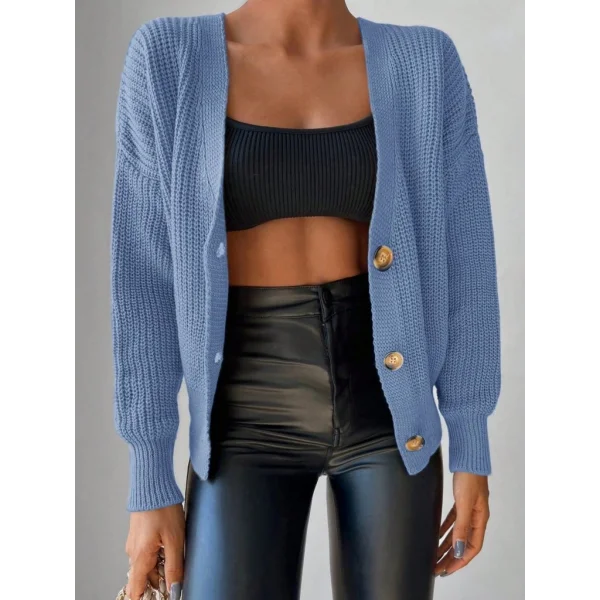 Düğme Detay Triko Bluz