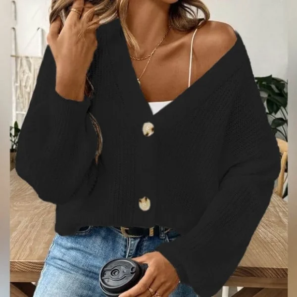 Düğme Detay Triko Bluz