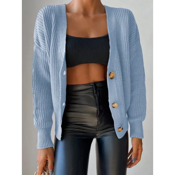 Düğme Detay Triko Bluz