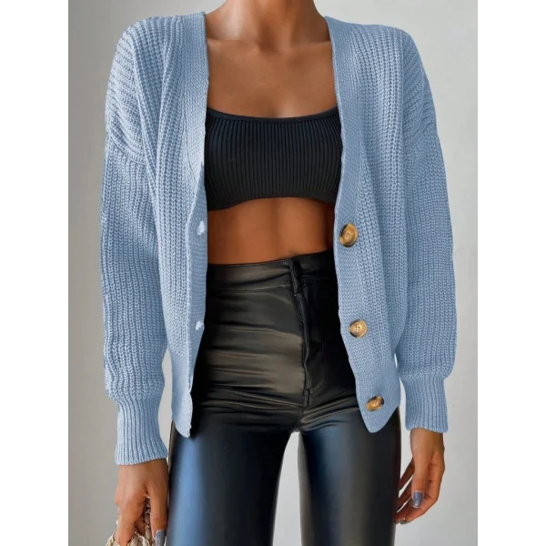 Düğme Detay Triko Bluz