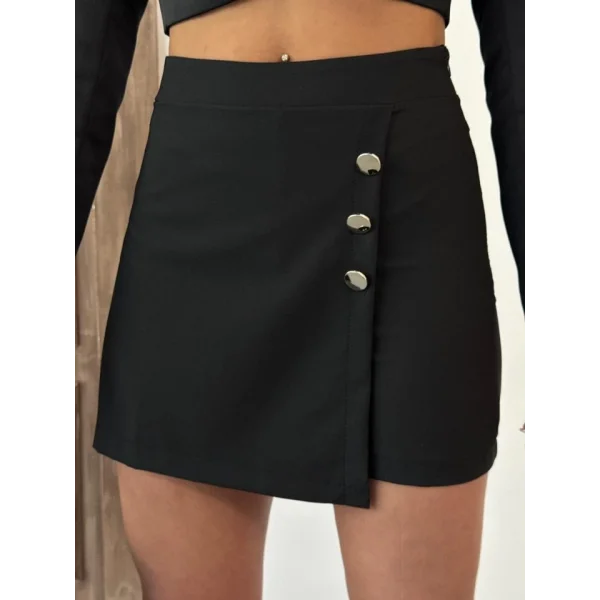 Düğme Detaylı Mini Şort Etek