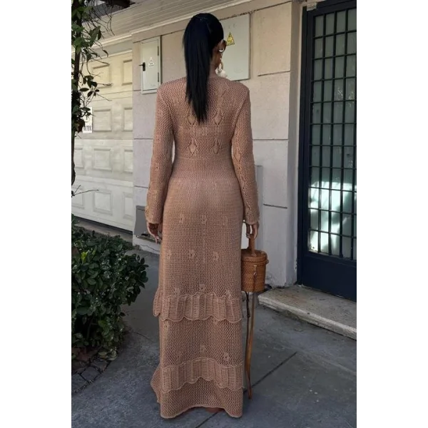 Düğme Detaylı Ve Kat Etekli Etnik Elbise 2859