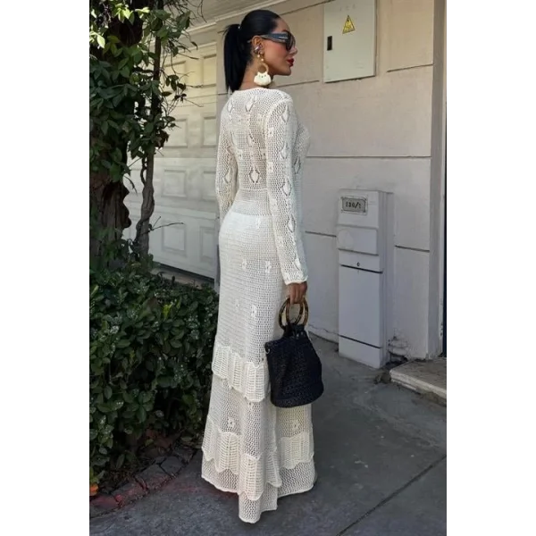 Düğme Detaylı Ve Kat Etekli Etnik Elbise 2859