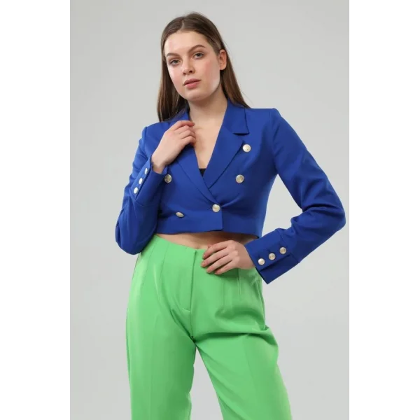 Düğmeli̇ Crop Ceket