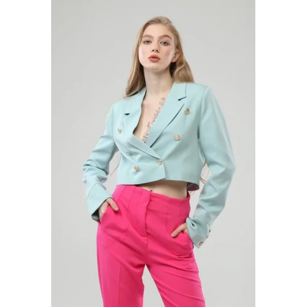 Düğmeli̇ Crop Ceket