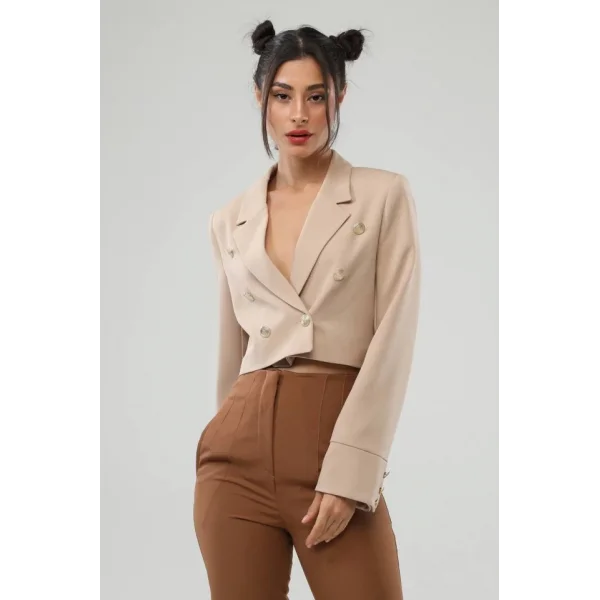 Düğmeli̇ Crop Ceket