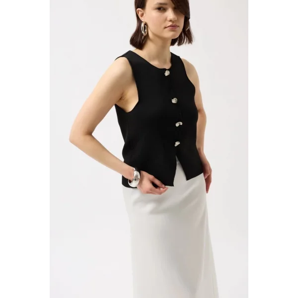 Düğmeli Dokulu Yelek