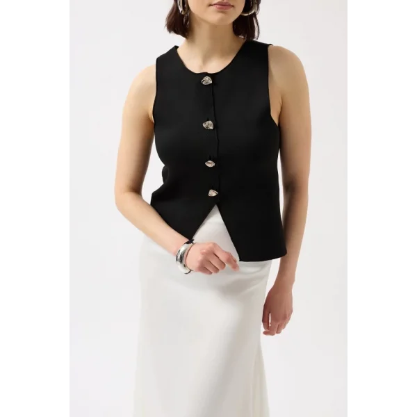 Düğmeli Dokulu Yelek