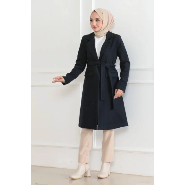 Düğmeli İçi Astarlı Kaşmir Kaşe Kaban - Antrasit