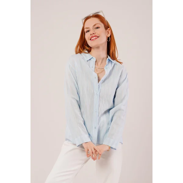 Düğmeli Ve Çizgi Detaylı Bebe avisi Gömlek