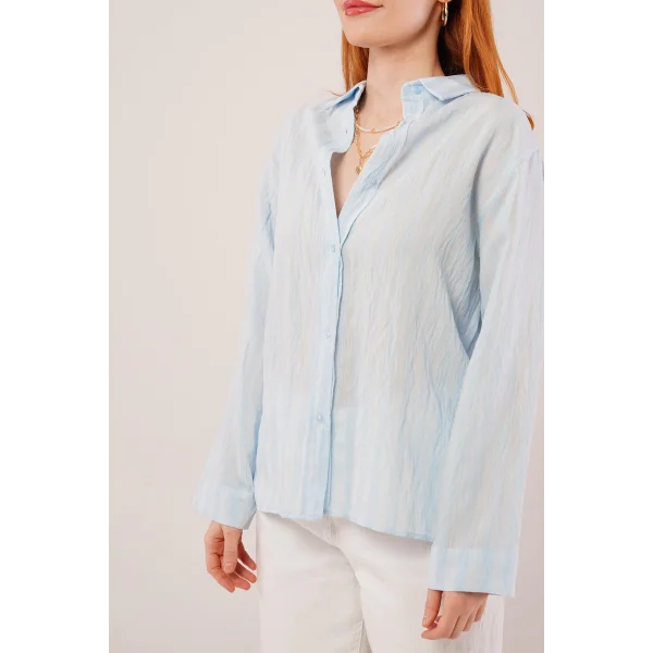 Düğmeli Ve Çizgi Detaylı Bebe avisi Gömlek