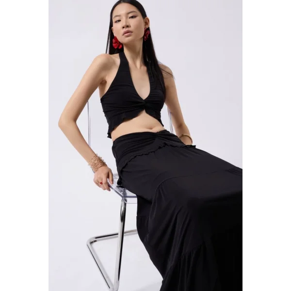 Düğüm Detay Fırfırlı Crop