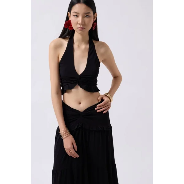 Düğüm Detay Fırfırlı Crop