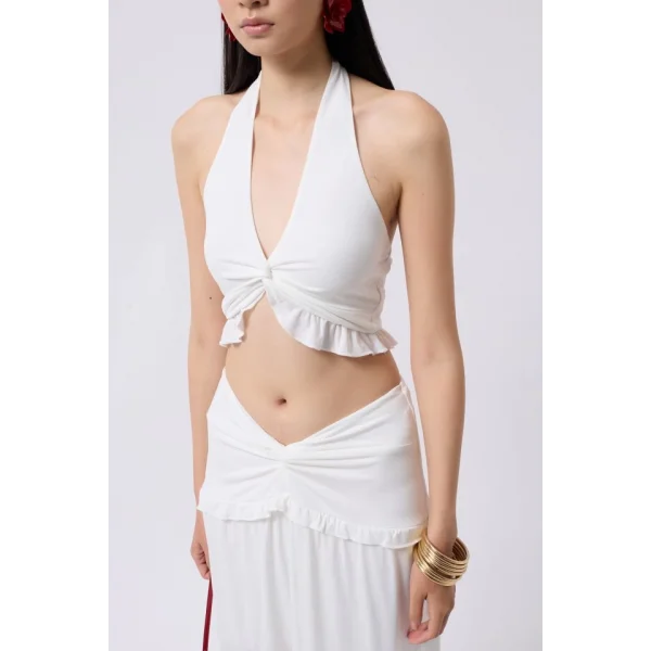 Düğüm Detay Fırfırlı Crop