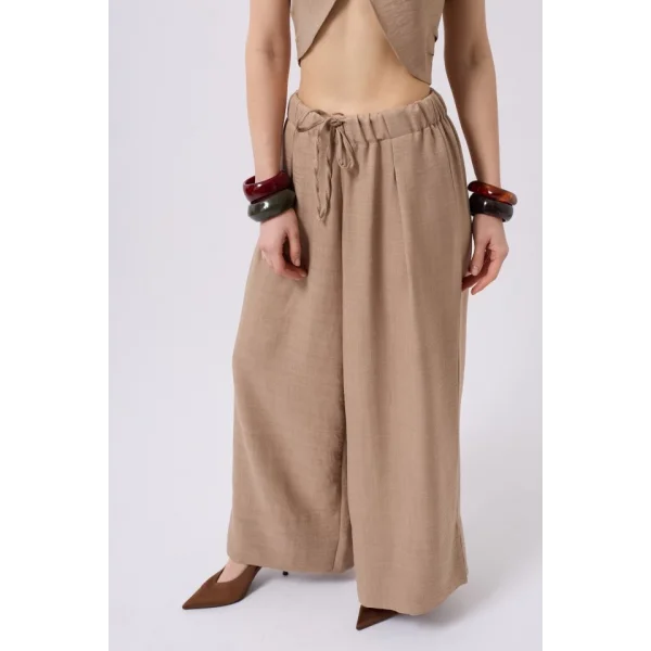 Düşük Bel Oversize Keten Pantolon