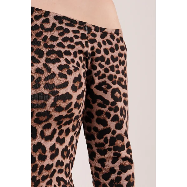 Düşük Omuz Detaylı eopar Desen Bluz