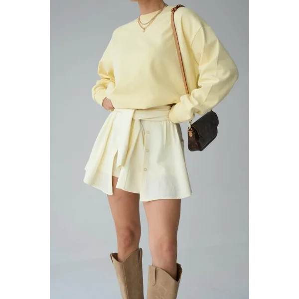 Düz SweatShirt - Açık Sarı