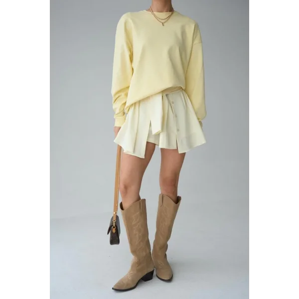 Düz SweatShirt - Açık Sarı