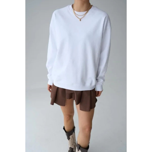 Düz SweatShirt - Beyaz
