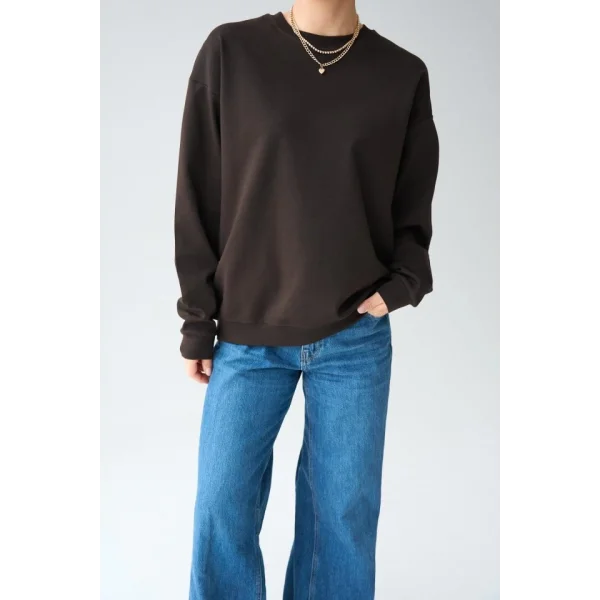 Düz SweatShirt - KAHVE