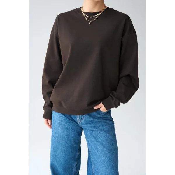 Düz SweatShirt - KAHVE