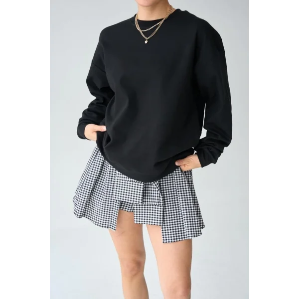 Düz SweatShirt - Siyah