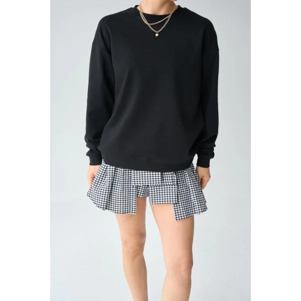 Düz SweatShirt - Siyah
