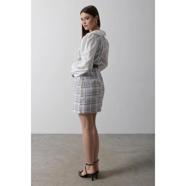 Ekoseli Gömlek Detaylı Elbise  avi