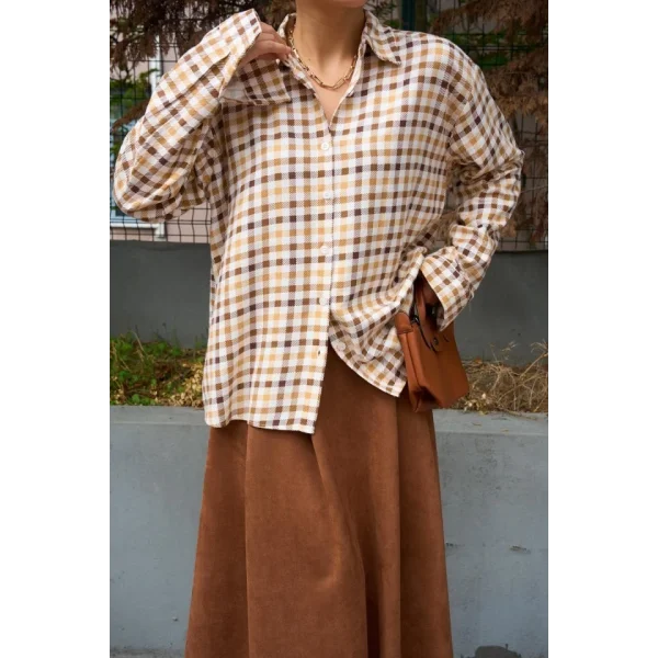 Ekoseli Gömlek  KAHVE