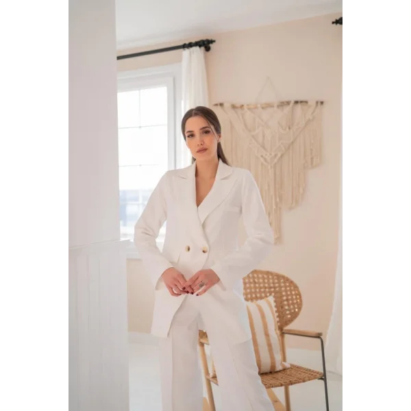 Ekru Atlas Ceket Ve Pantolon Takım