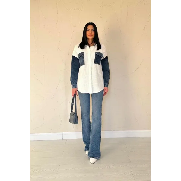 Ekru Kot Garnili Ceket