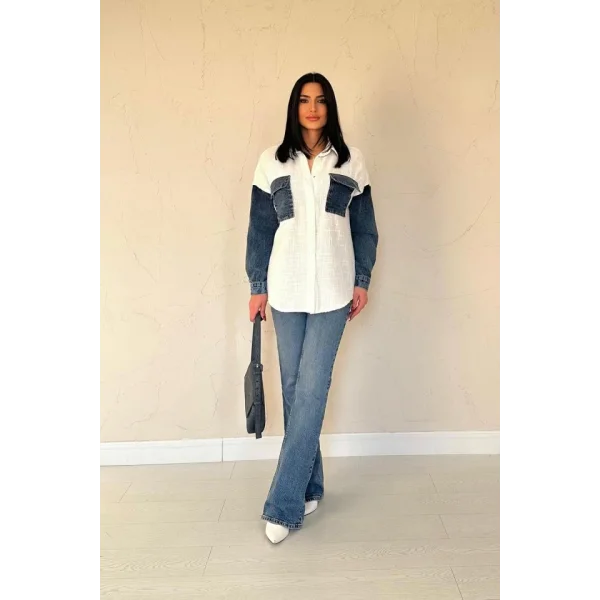 Ekru Kot Garnili Ceket