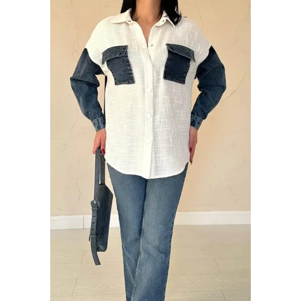 Ekru Kot Garnili Ceket