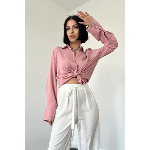 Ekru Kuşaklı Pantolon