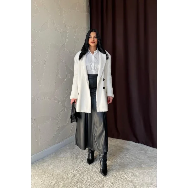 Ekru Tüylü Yumoş Kaban