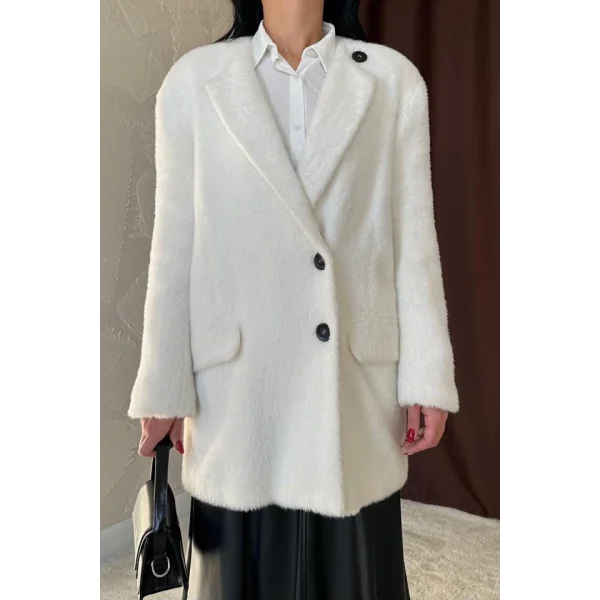 Ekru Tüylü Yumoş Kaban