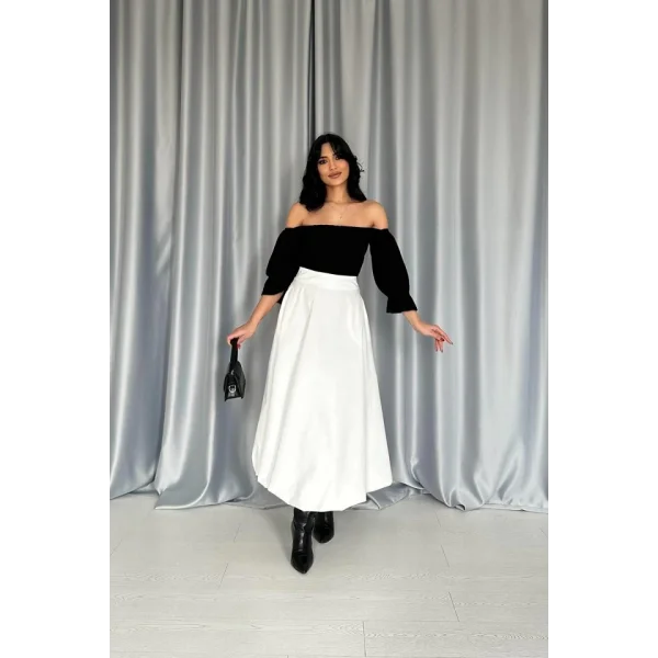 Ekru Uzun Balon Etek