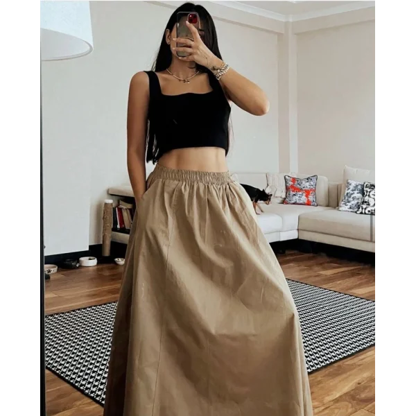 Elastik Belli Midi Etek