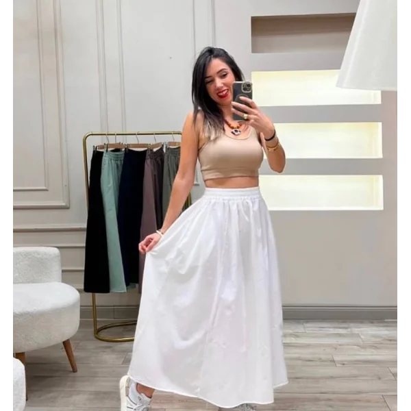 Elastik Belli Midi Etek