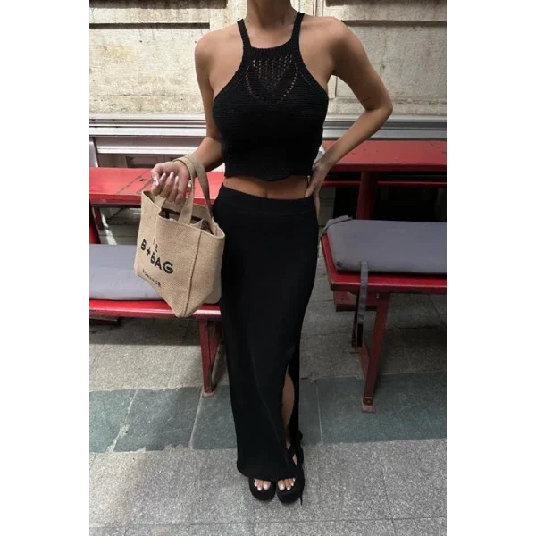 Elena Yırtmaç Detay Crop Takım 9834